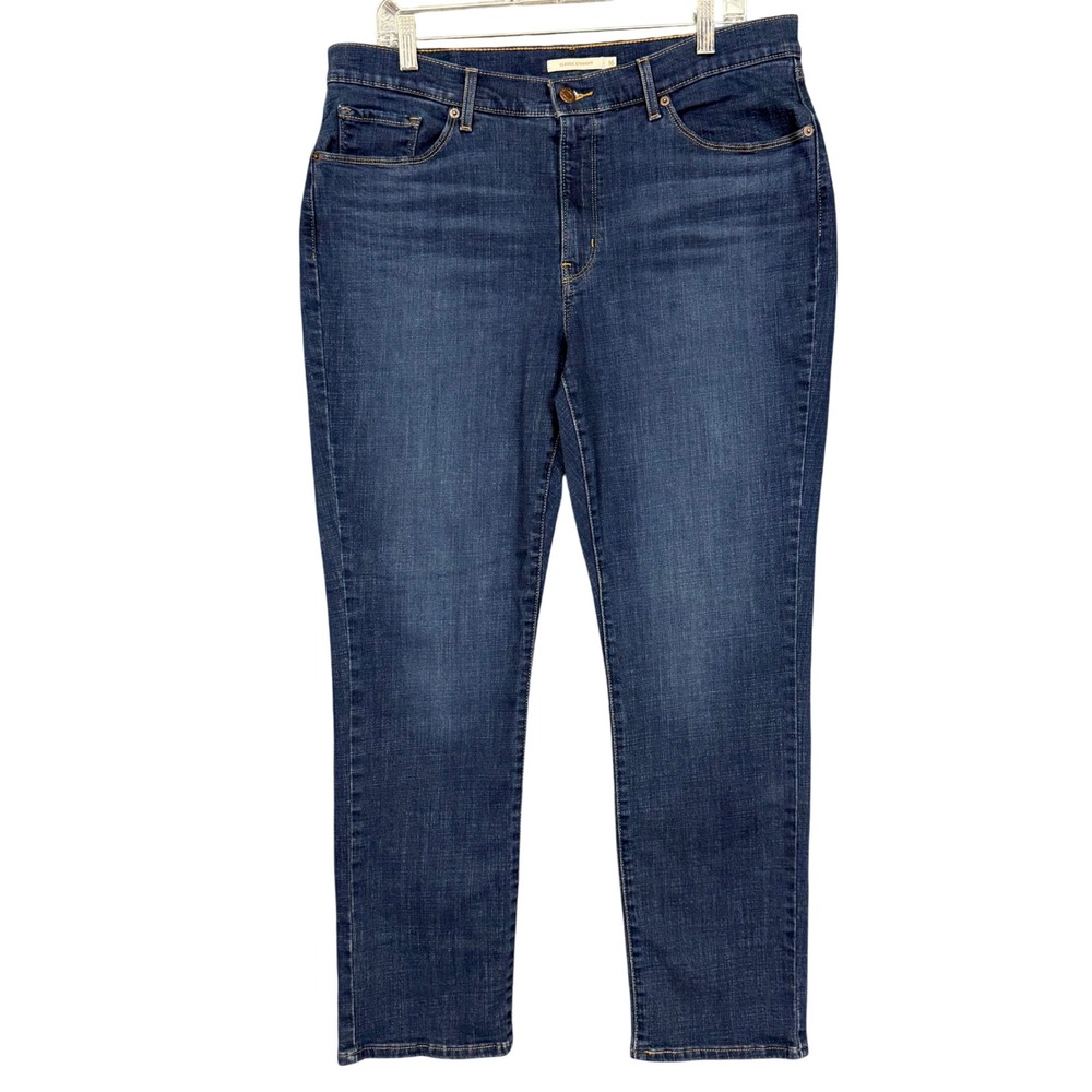 Levis Jeans Womens 16 Blue Classic Straight Dark Wash Mid Rise Stretch‎ Denim